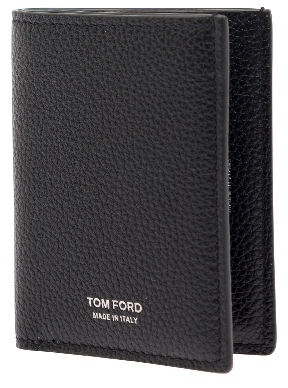 Black Card holder with Logo Embossed in Grained Leather for Men Calf Products