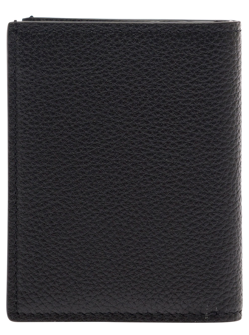 Black Card holder with Logo Embossed in Grained Leather for Men Calf Products