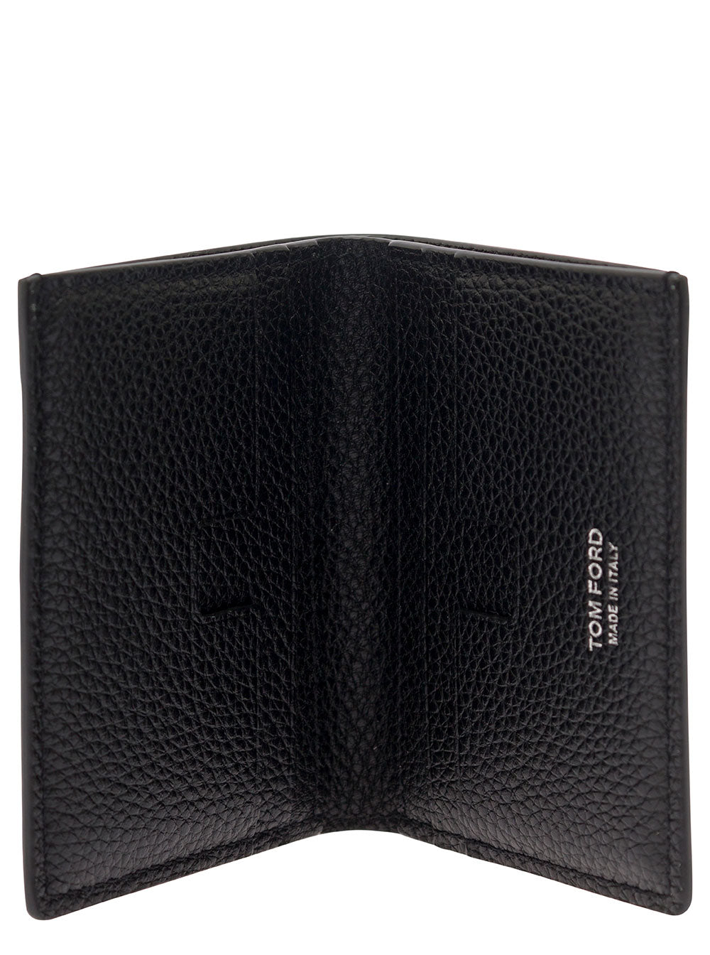 Black Card holder with Logo Embossed in Grained Leather for Men Calf Products