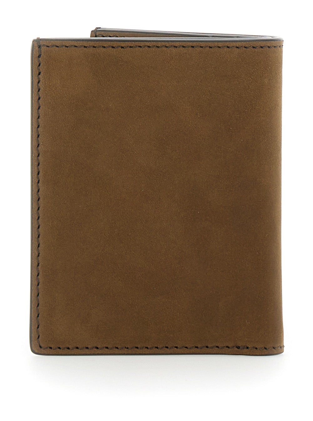 Brown Leather Card Holder with Logo Lettering on the Front for Men Calf Products