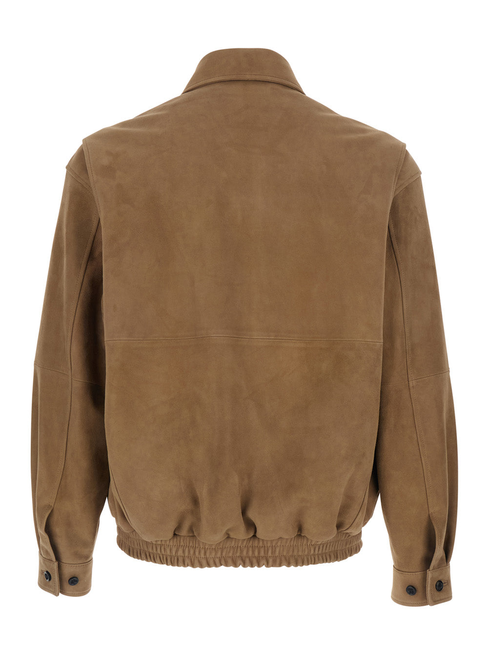 Brown Suede Jacket with Classic Collar and Two Welt Pockets for Men Beige Goat Outerwear