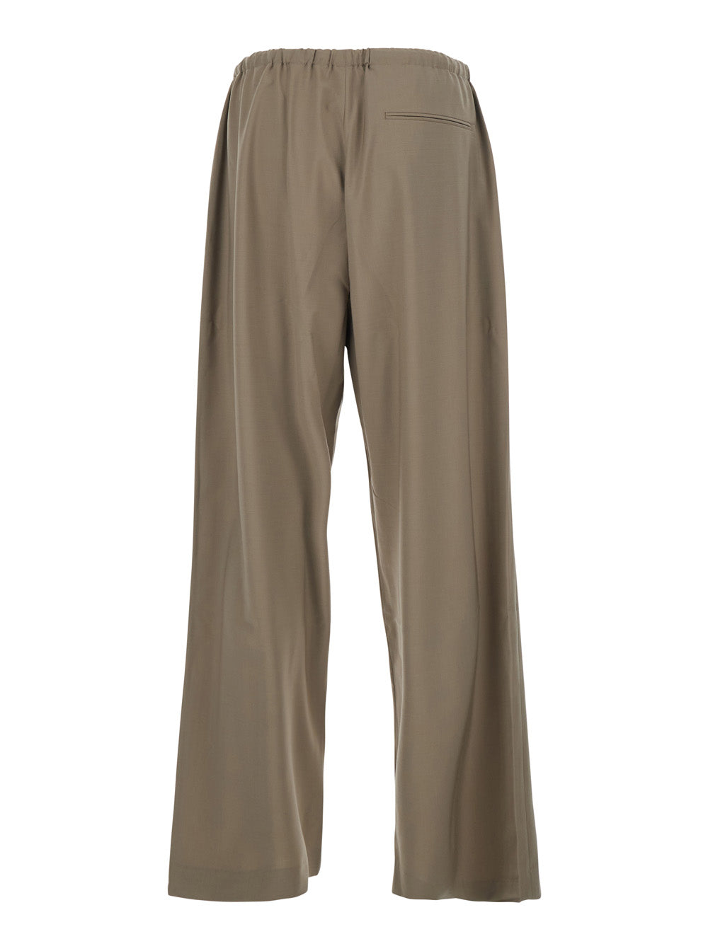 Brown Drawstring Waist Wool Blend Trousers for Men Polyester Polyurethane