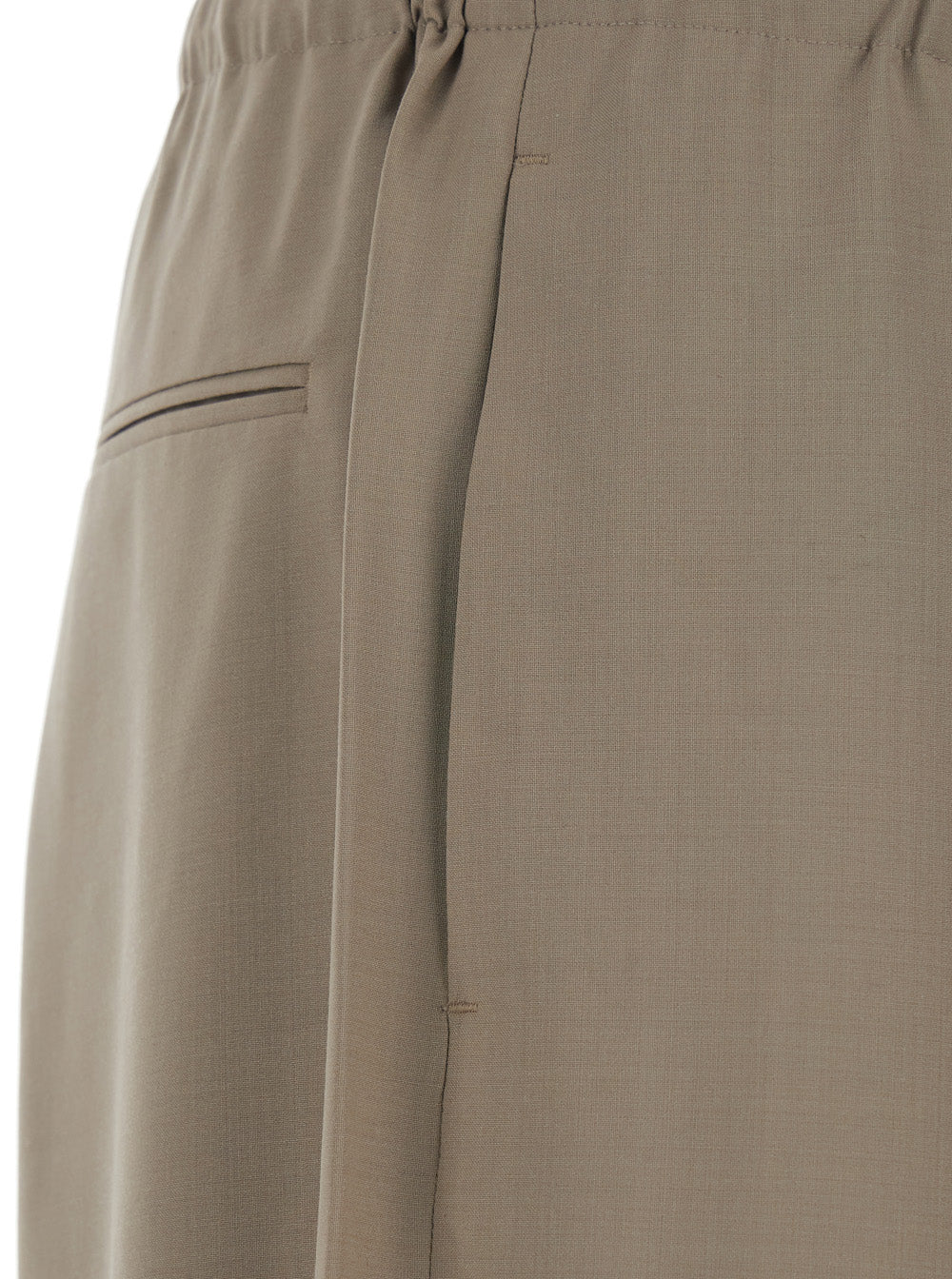 Brown Drawstring Waist Wool Blend Trousers for Men Polyester Polyurethane