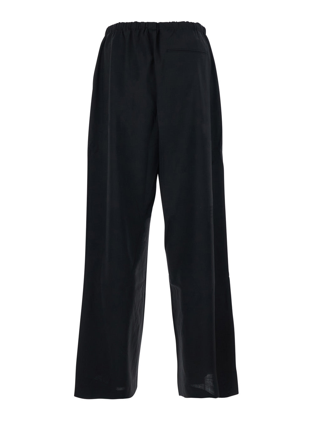 Black Pants with Drawstring Waist in Wool Blend Man Polyester Polyurethane Trousers