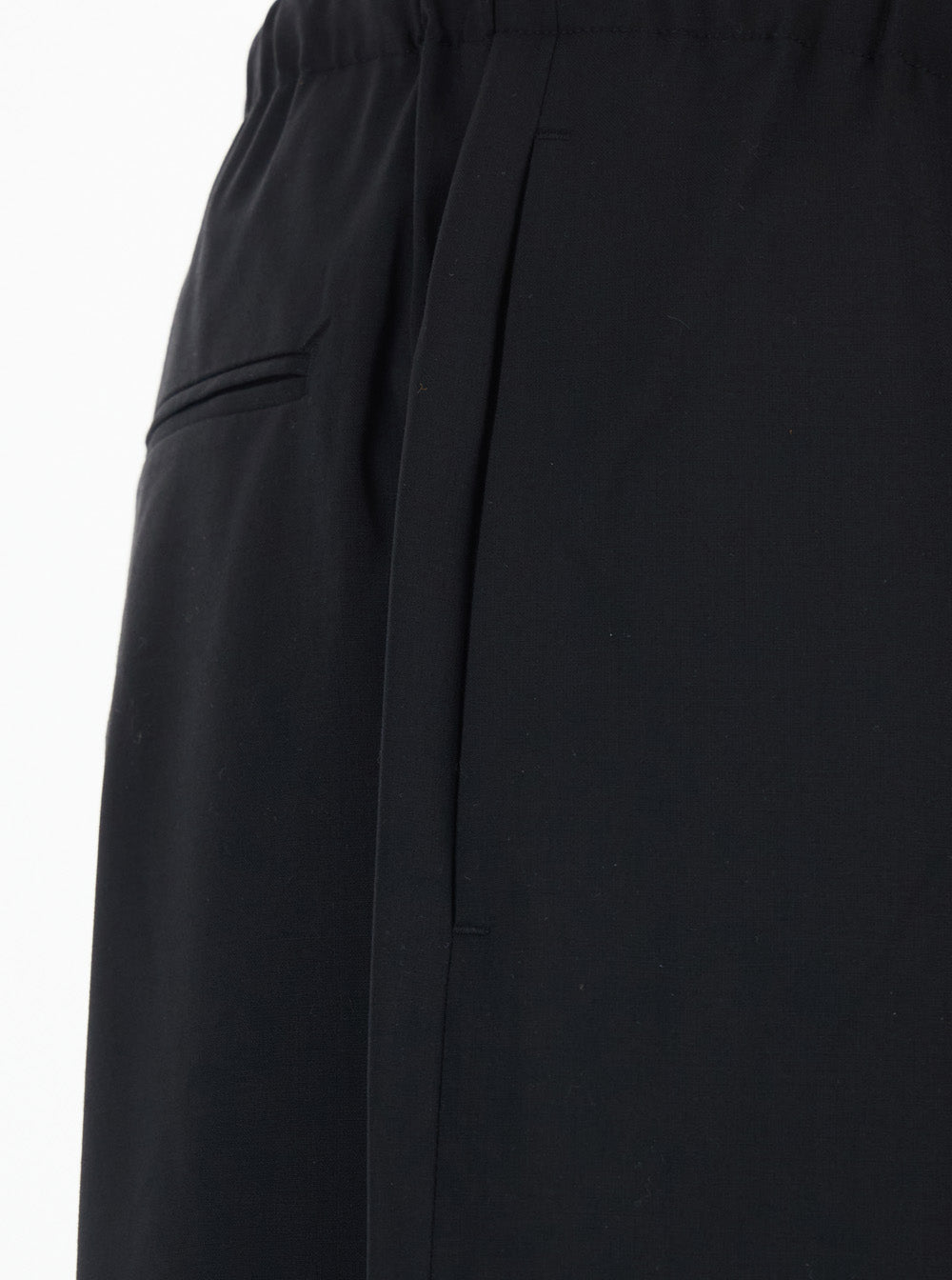 Black Pants with Drawstring Waist in Wool Blend Man Polyester Polyurethane Trousers