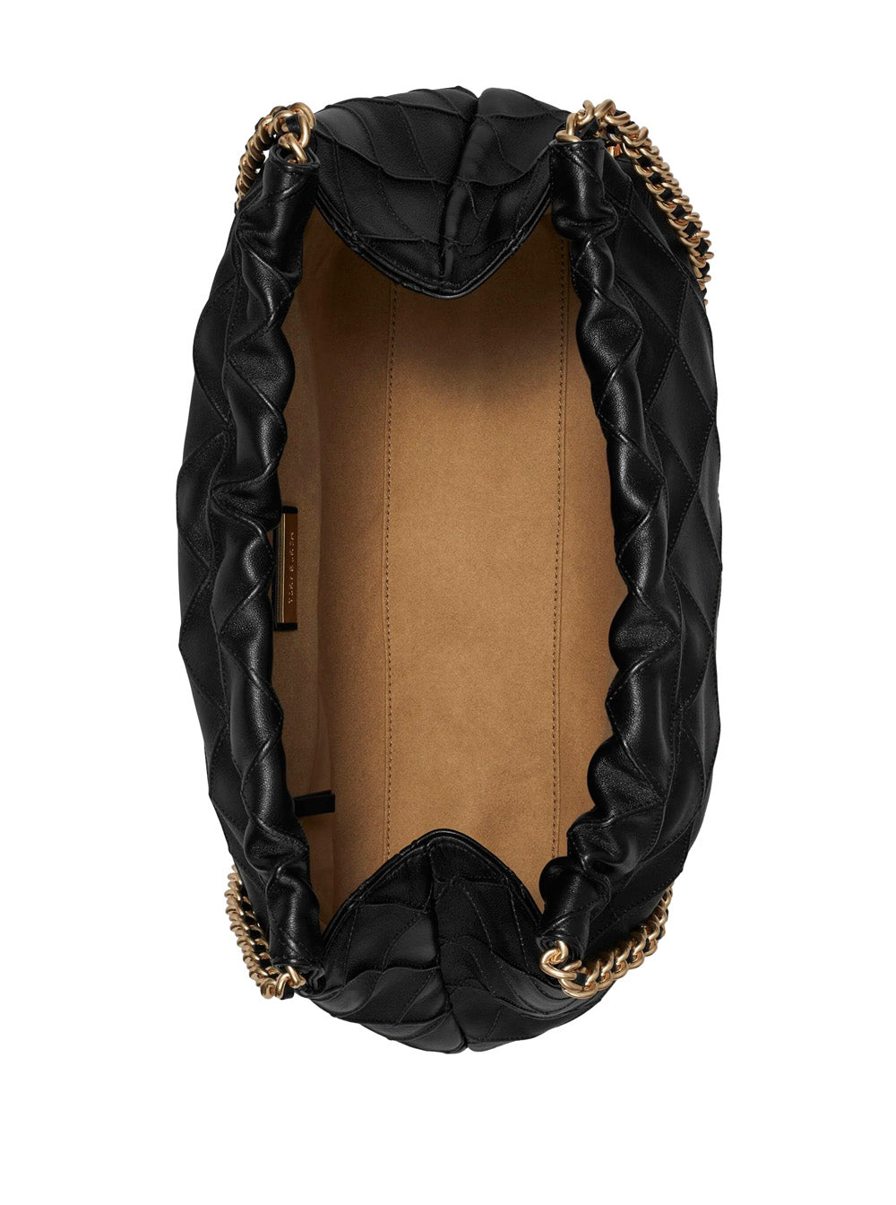 Shoulder Bag Fleming with Chain Handles and Diamond Quilting in Black Leather for Women Lamb