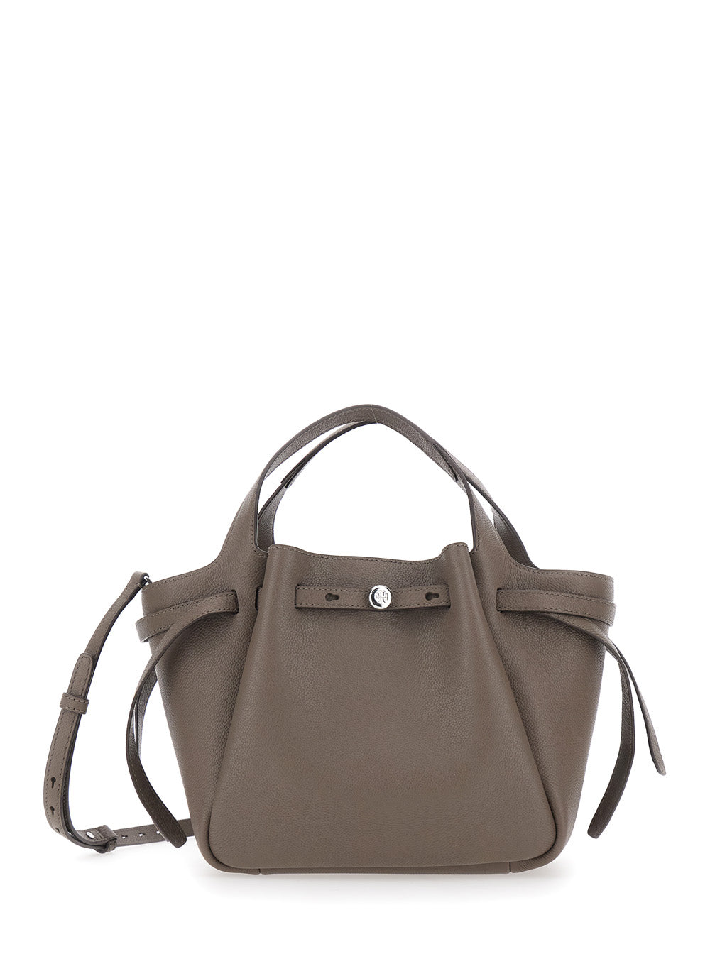 Romy Piccola Brown Handbag With Adjustable And Removable Shoulder Strap Logo Detail On The Front Hammered Leather For Women Cow Hand Bags