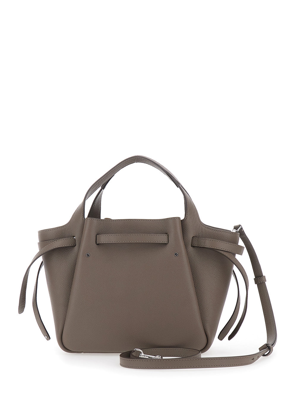 Romy Piccola Brown Handbag With Adjustable And Removable Shoulder Strap Logo Detail On The Front Hammered Leather For Women Cow Hand Bags