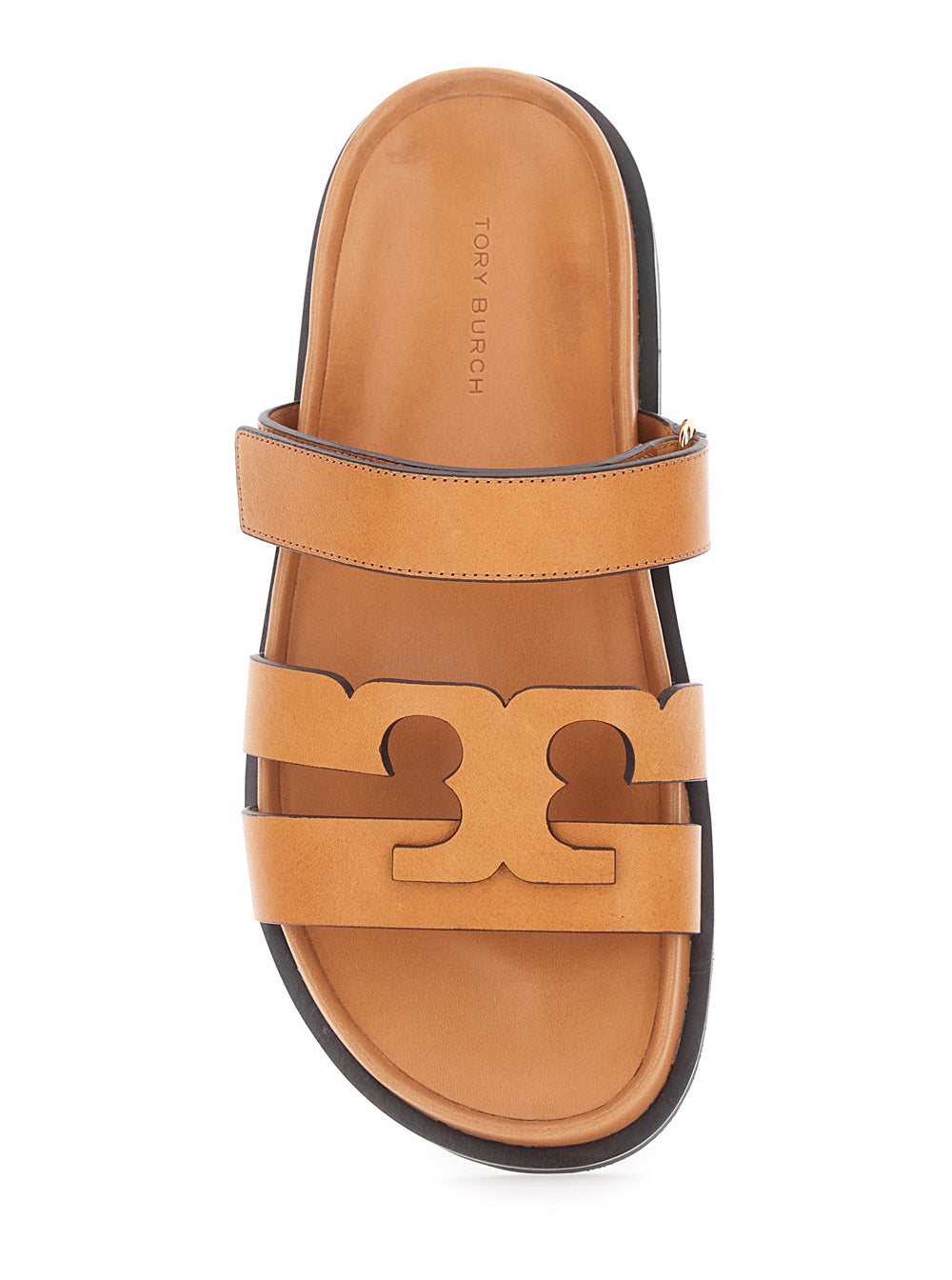 Ines Sandals with Strap and Logo Band in Brown Leather for Women Bovine Flat Shoes