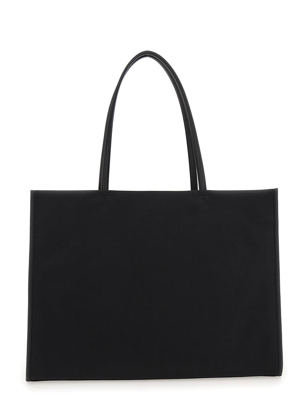 Ella Large Tote Bag with Tone-on-Tone Logo Detail in Black Tech Fabric for Women Nylon