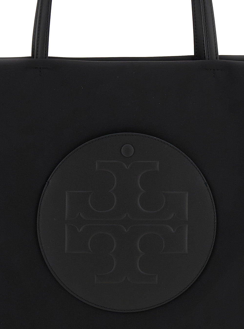 Ella Large Tote Bag with Tone-on-Tone Logo Detail in Black Tech Fabric for Women Nylon