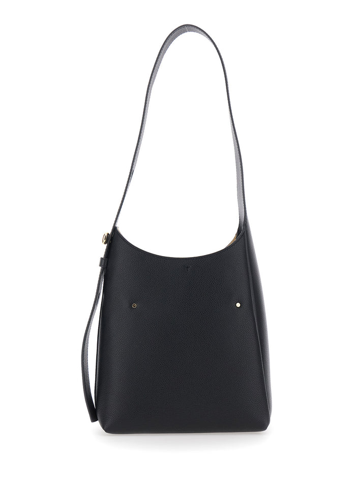 Shoulder Bag Romy Piccola with Adjustable Hammered Leather Strap Black Women Cow