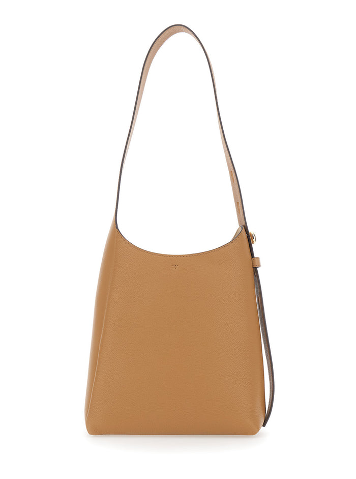 Shoulder Bag Romy Piccola with Adjustable Hammered Leather Strap Beige Woman Cow