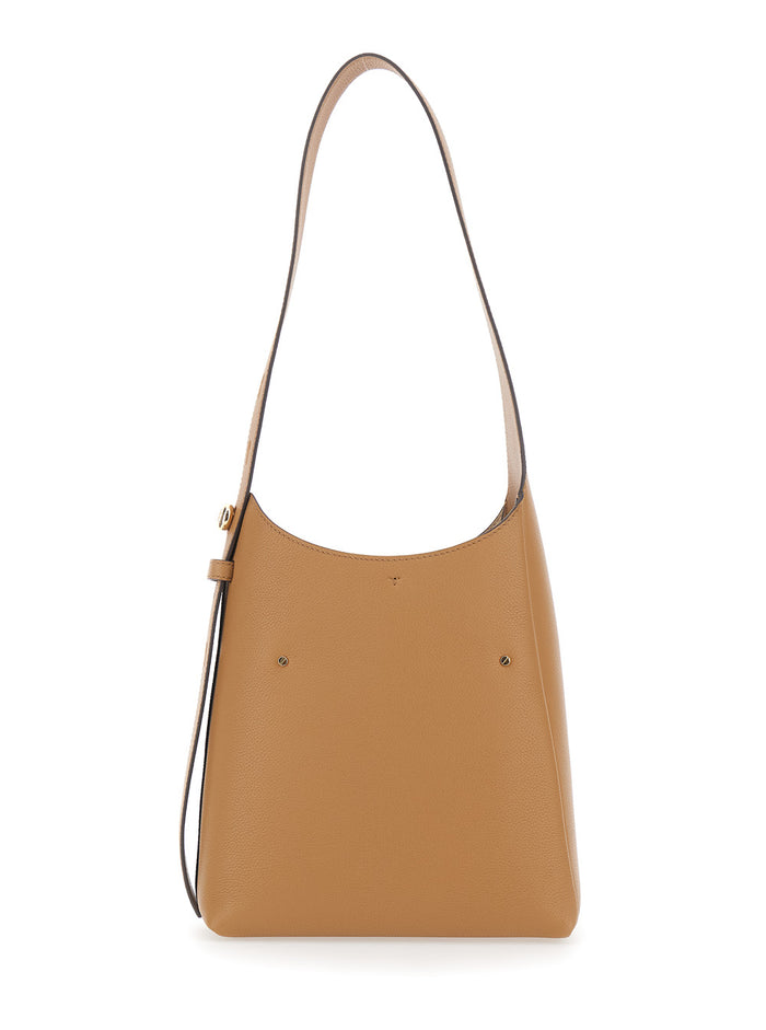 Shoulder Bag Romy Piccola with Adjustable Hammered Leather Strap Beige Woman Cow