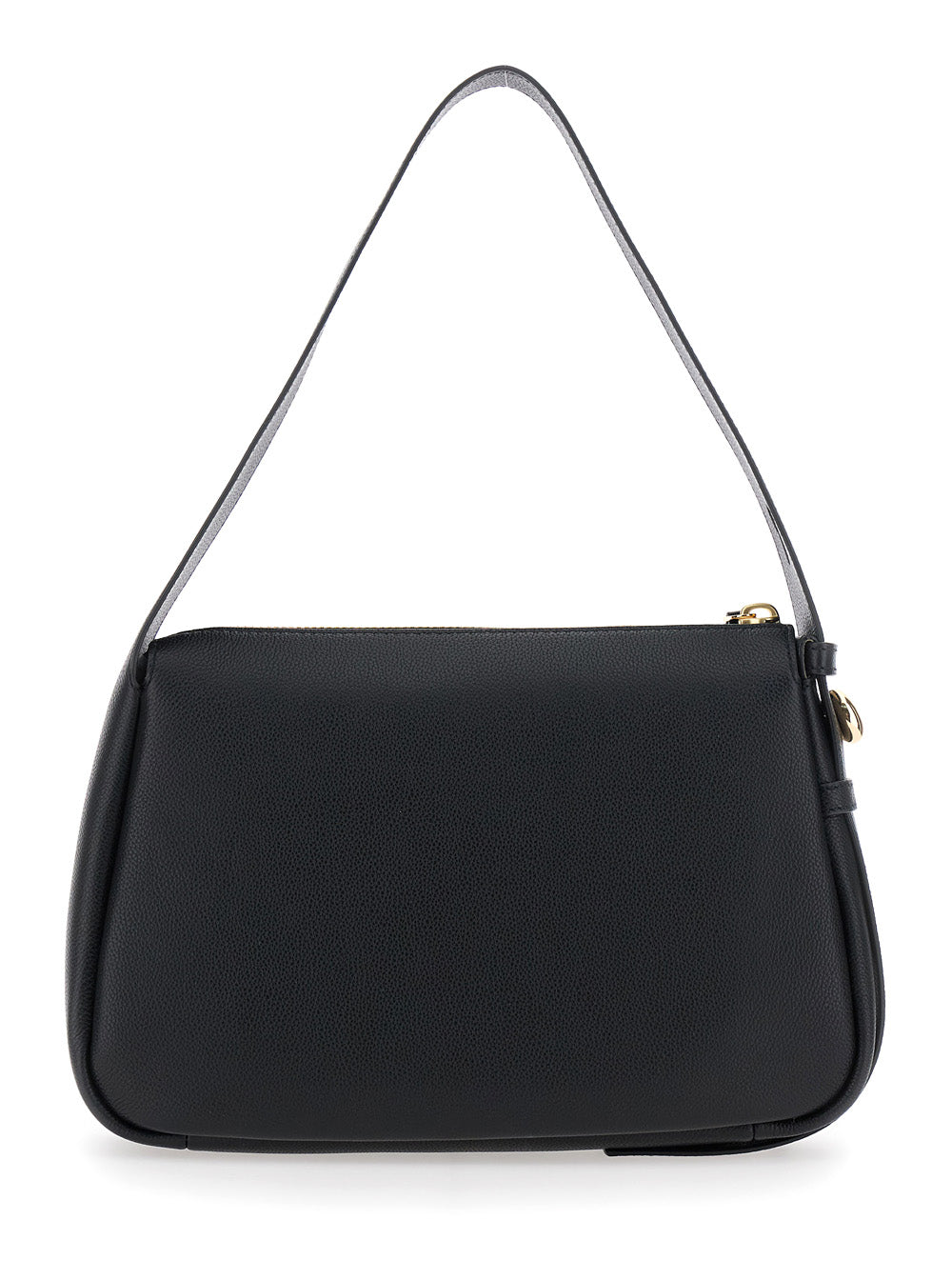 Shoulder Bag Romy with Adjustable Hammered Leather Strap for Women Black Cow
