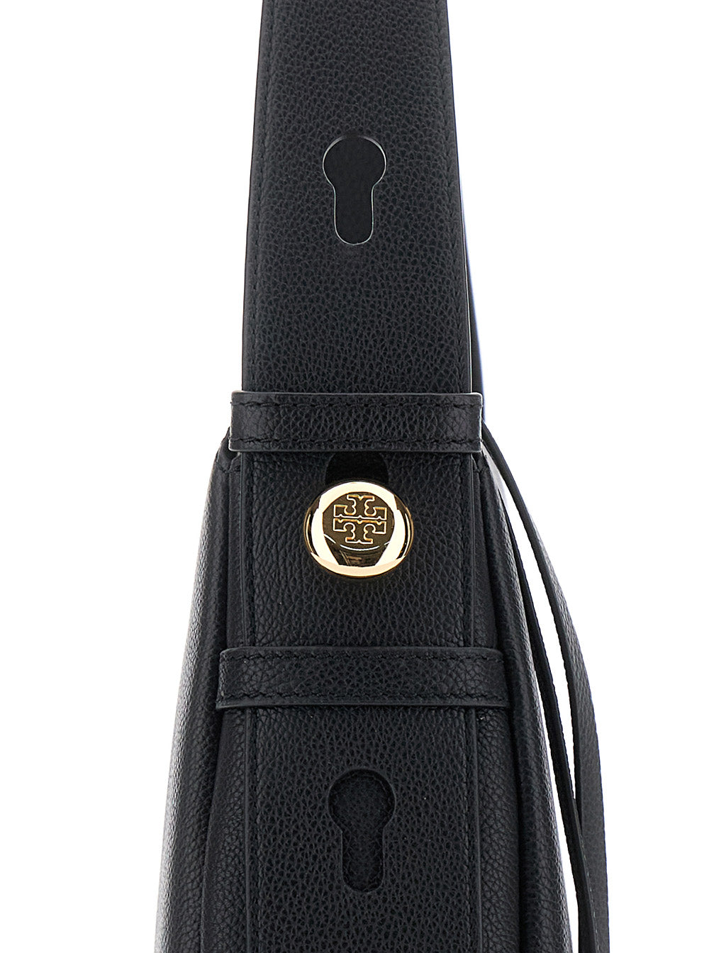 Shoulder Bag Romy with Adjustable Hammered Leather Strap for Women Black Cow