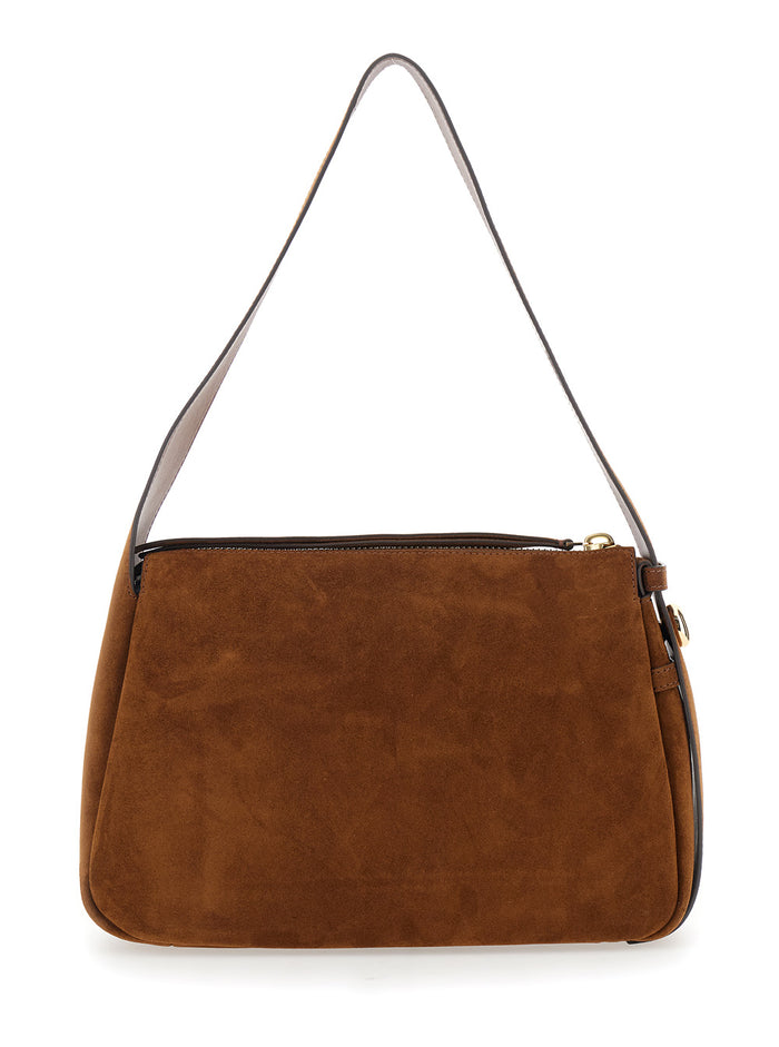 Shoulder Bag Romy with Adjustable Hammered Leather Strap Brown Women Bovine