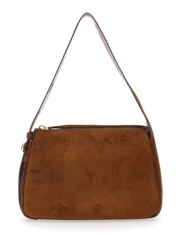 Shoulder Bag Romy with Adjustable Hammered Leather Strap Brown Women Bovine