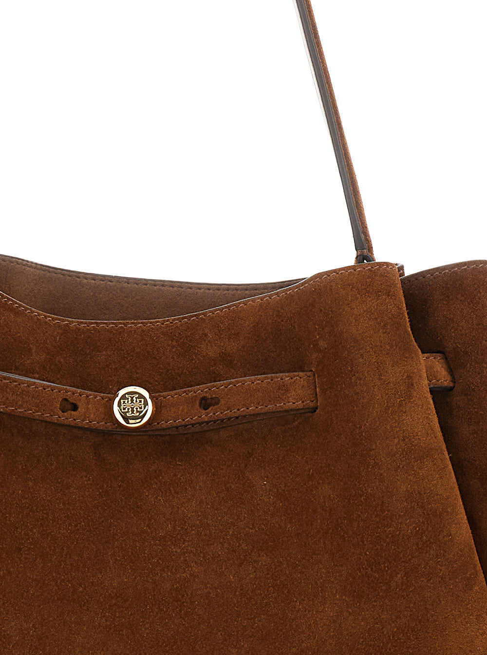 Shoulder Bag Romy Grande with Adjustable Drawstring Closure and Logo Detail on the Front in Brown Suede for Women Bovine