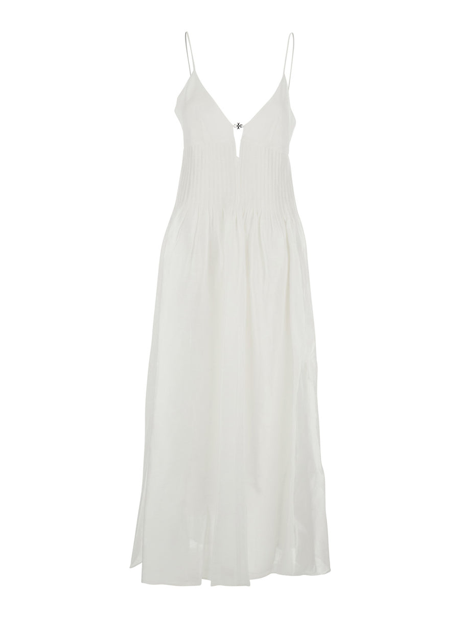 Long Linen-Silk Dress White