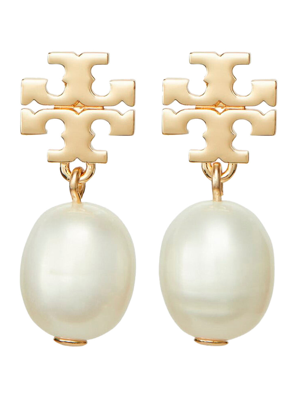 Kira Gold Hoop Earrings with Metal Pearl for Women Metallic Brass Cultured Titanium
