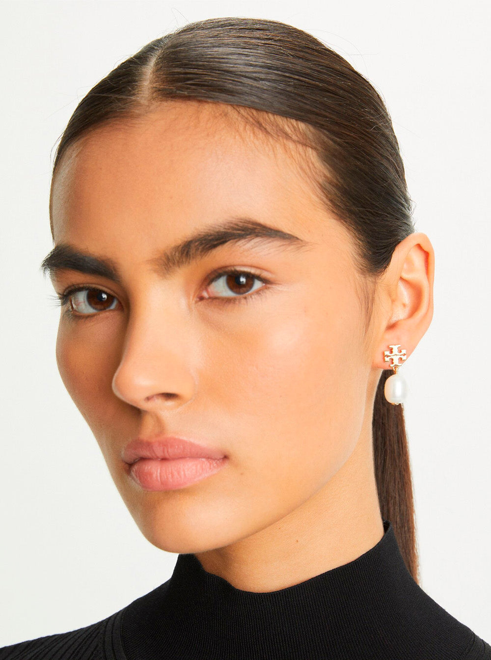 Kira Gold Hoop Earrings with Metal Pearl for Women Metallic Brass Cultured Titanium