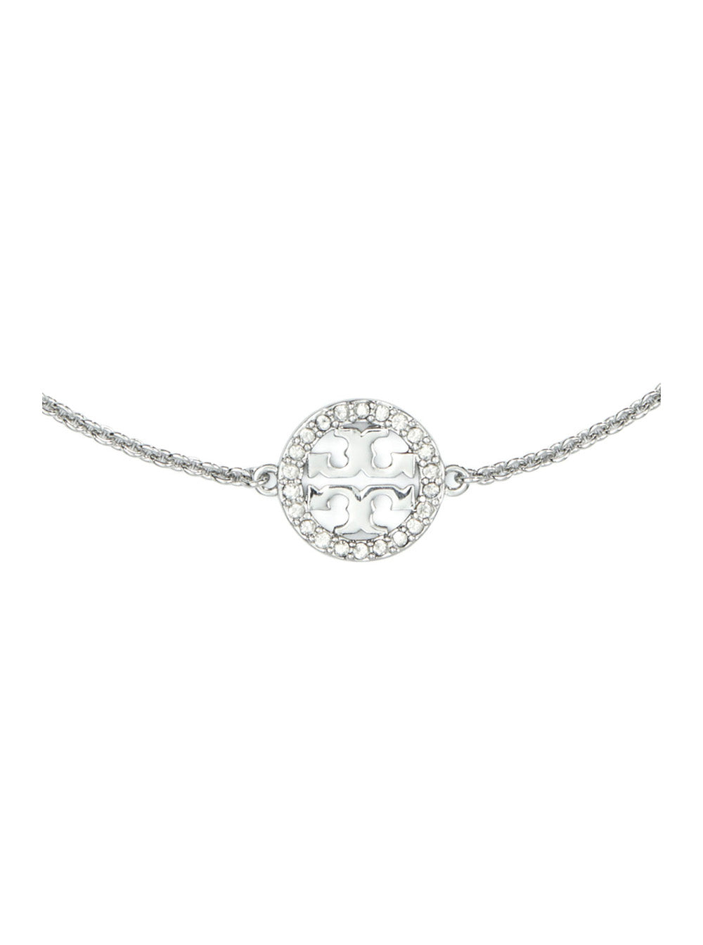 Miller Chain Bracelet with Double T Charm and Crystal Decoration in Brass Blend for Women Metallic Glass Cubic Zirconia