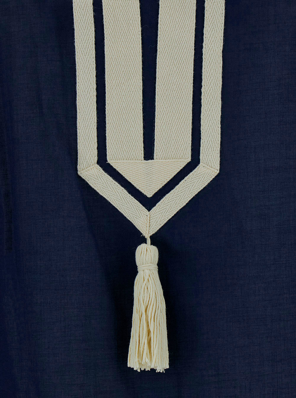Blue Tunic with Contrast Details and Cotton Tassel for Women Blu Dress