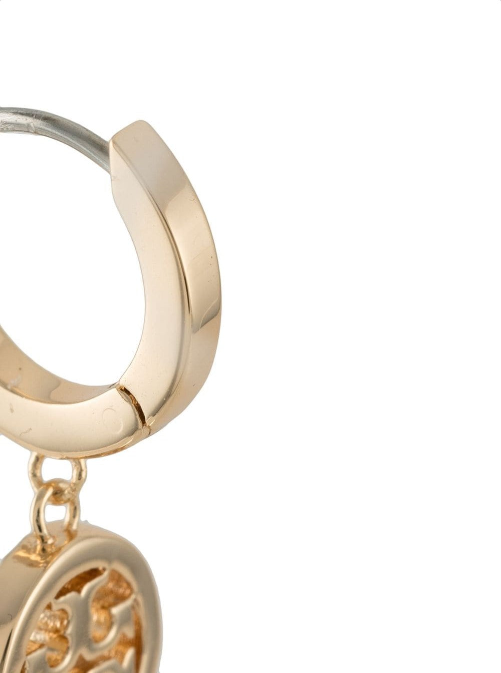 Gold Color Icon Hoop Earrings with Crystals for Women Metallic Brass Glass Stainless Steel