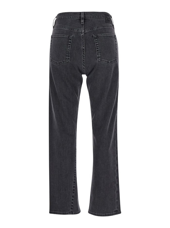 High-Waisted Jeans With Belt Loops Grey Denim For Women Organic Cotton Elastane
