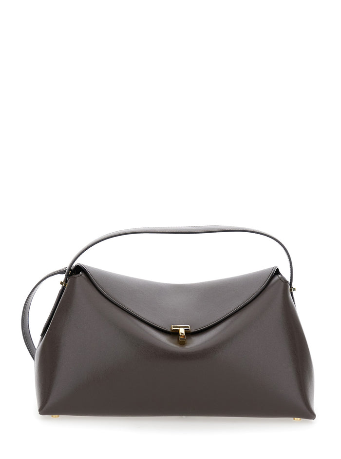 Brown Leather Handbag With Removable Shoulder Strap For Women Cow Hand Bags