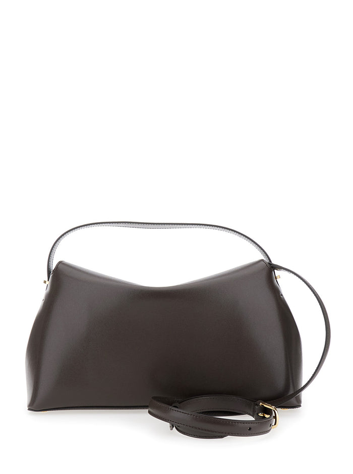 Brown Leather Handbag With Removable Shoulder Strap For Women Cow Hand Bags