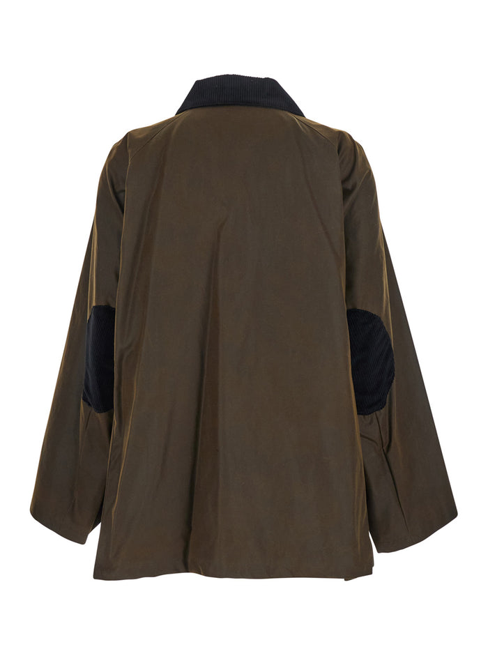 Brown Jacket With Corduroy Collar And Rear English Vents Cotton Woman Organic