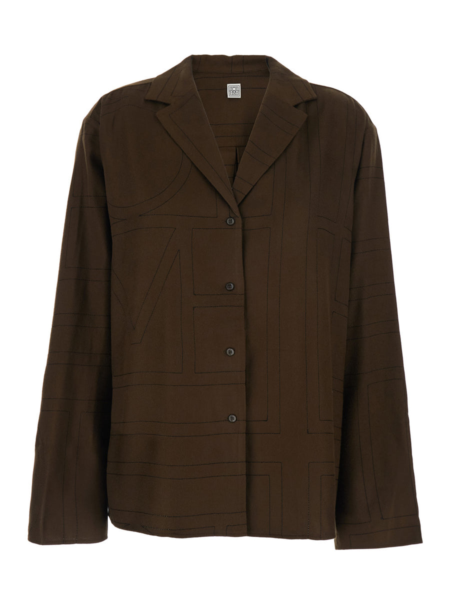 Shirt Notched Revers Brown Modal Blouses