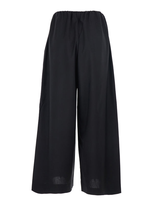 Trousers Wool Black Elastic Waist