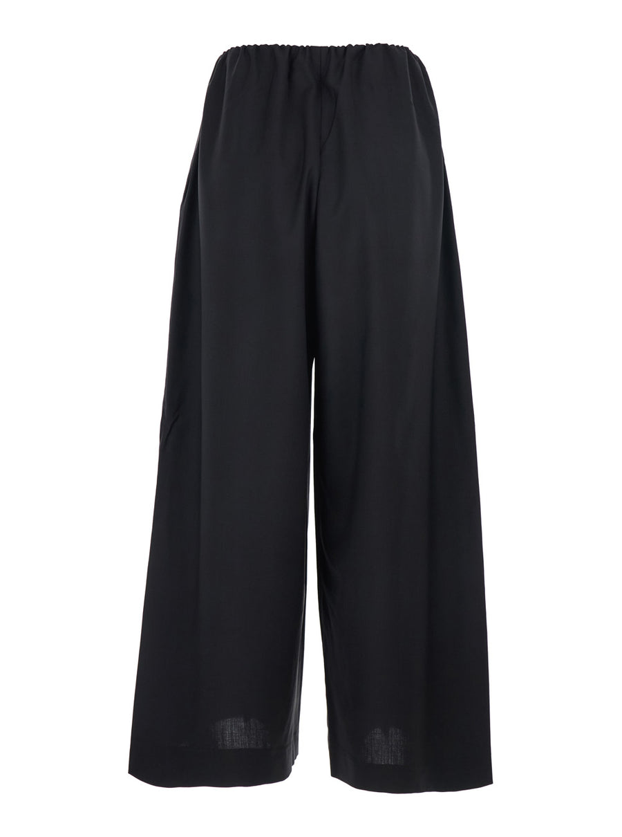 Trousers Wool Black Elastic Waist