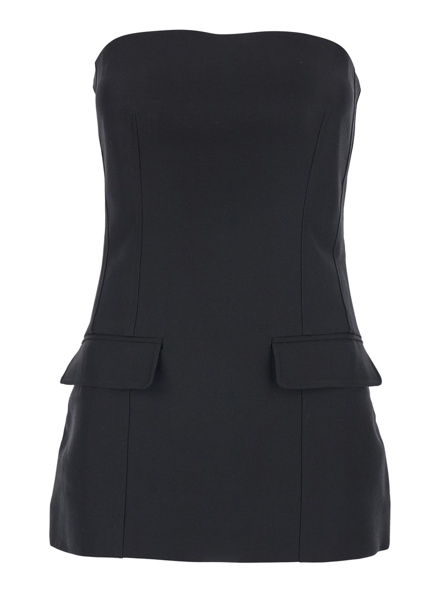 Top Off-Shoulder Wool-Blend Black Tops