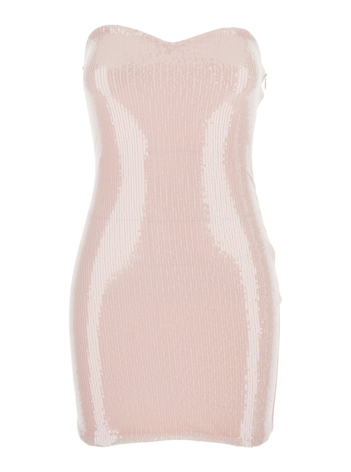 Mini Dress Siwa Paillettes Pink With Silk Sequins For Women