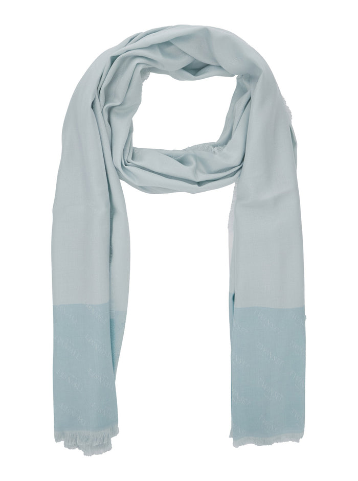 Fringed Edge Scarf in Blue Wool Blend for Women Light Polyester Scarfs And Foulards