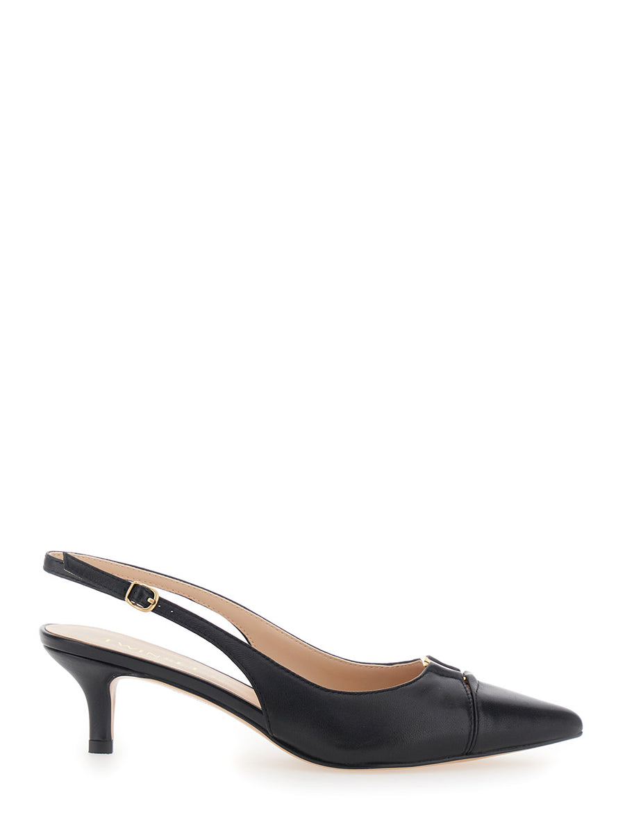 Pumps Nera Black Leather Fabric