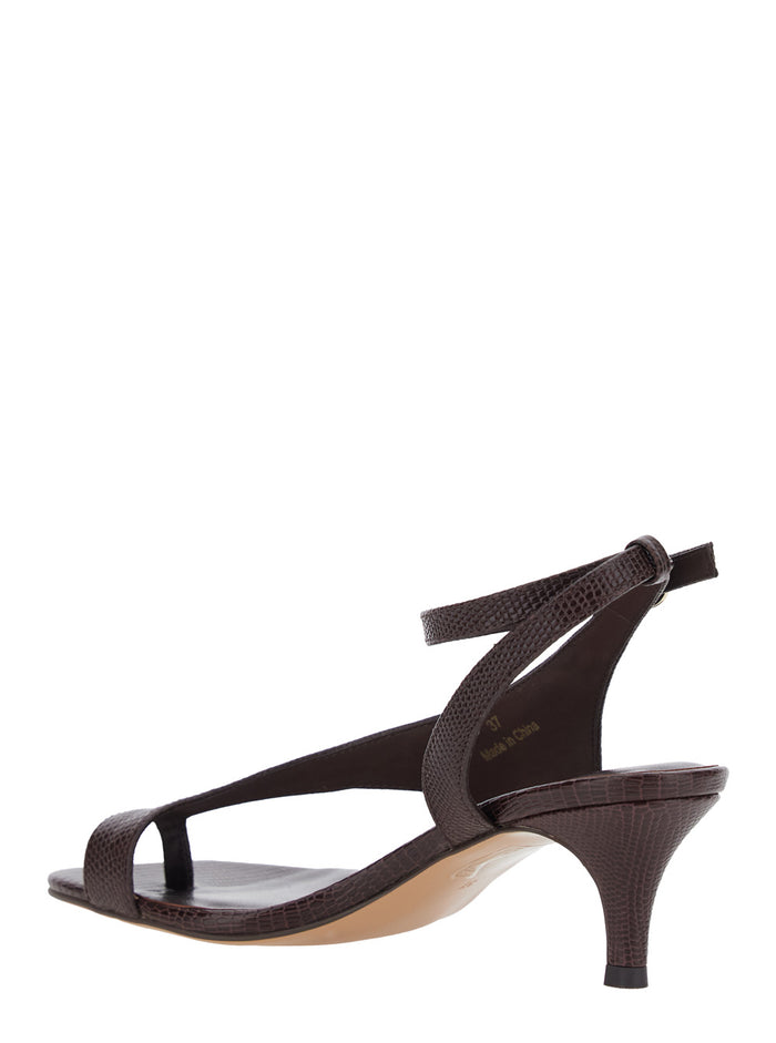 Brown LEATHER Heeled Sandals for Women Fabric Heels