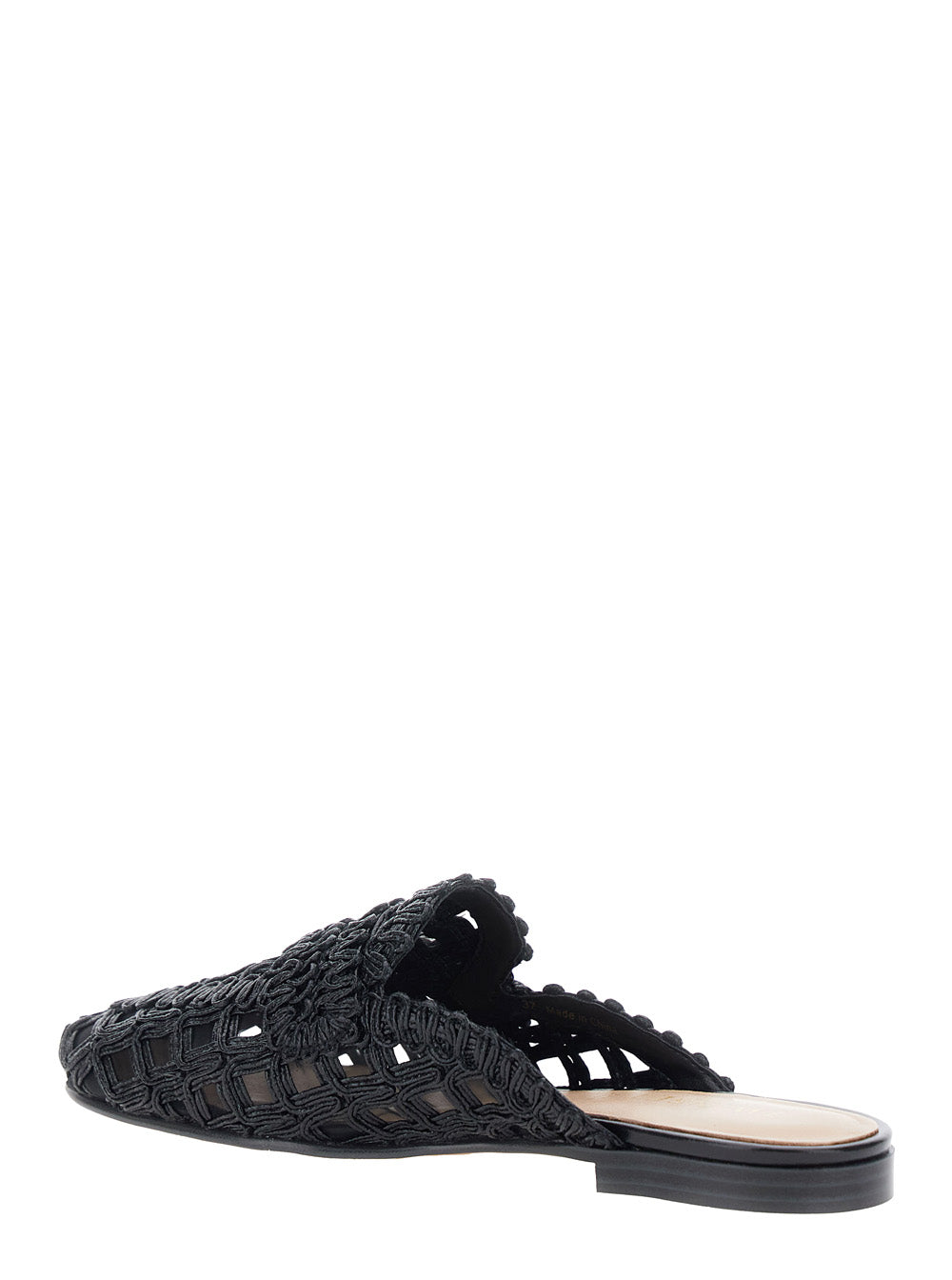 Black MULE with Fabric Upper and Rubber Sole for Women Polyester Flat Shoes