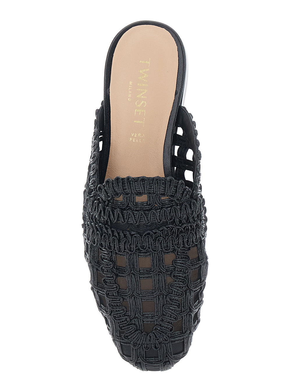 Black MULE with Fabric Upper and Rubber Sole for Women Polyester Flat Shoes