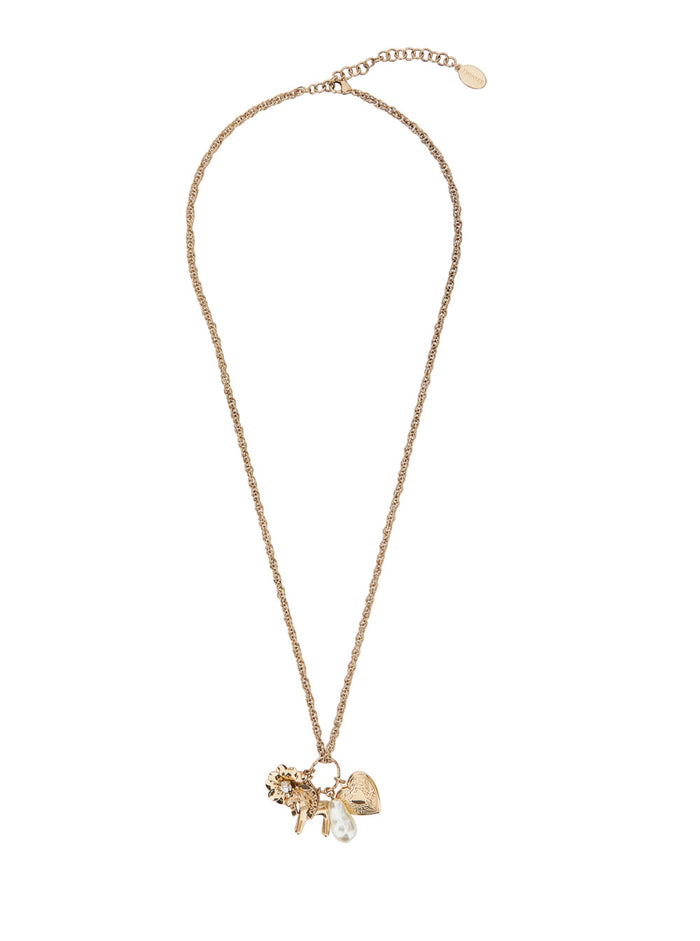 CHARMS Necklace with Metallic Metal Details for Women Brass Necklaces