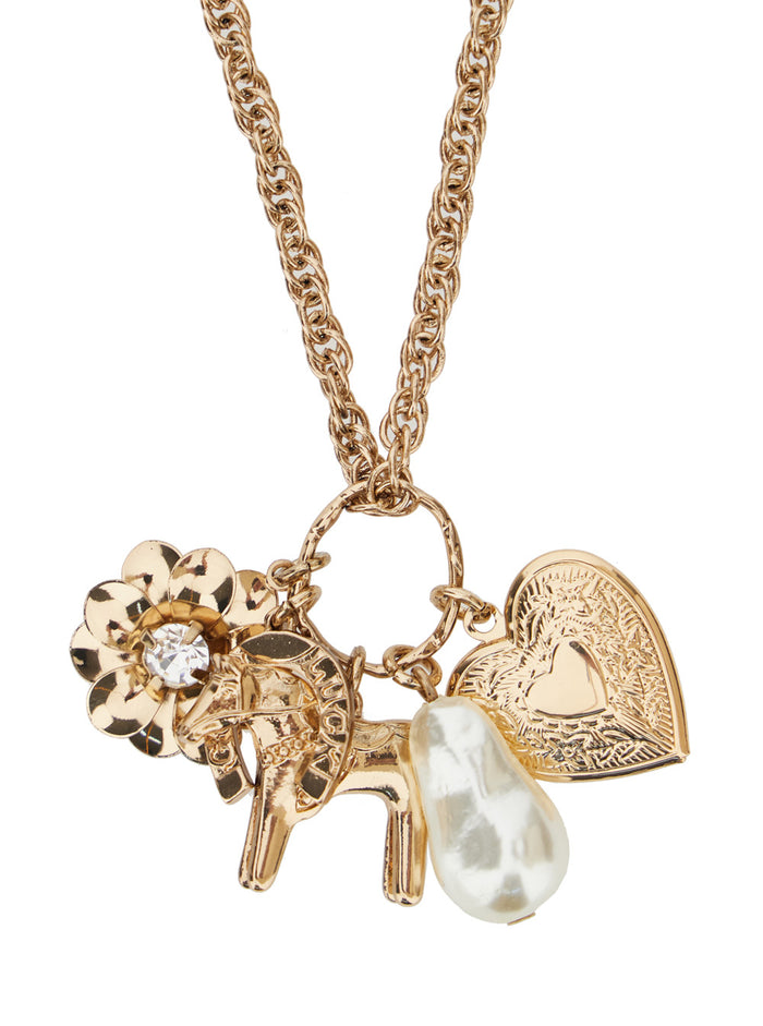 CHARMS Necklace with Metallic Metal Details for Women Brass Necklaces
