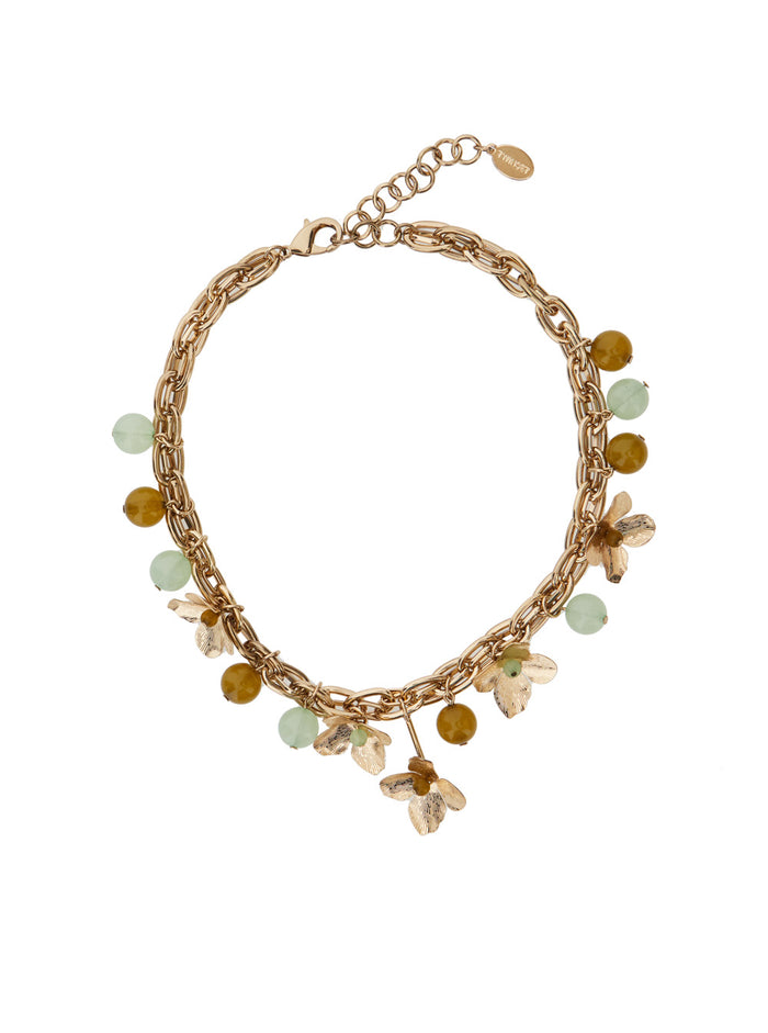 Necklace FLOWER + STONE in Metallic Metal for Women Brass Necklaces