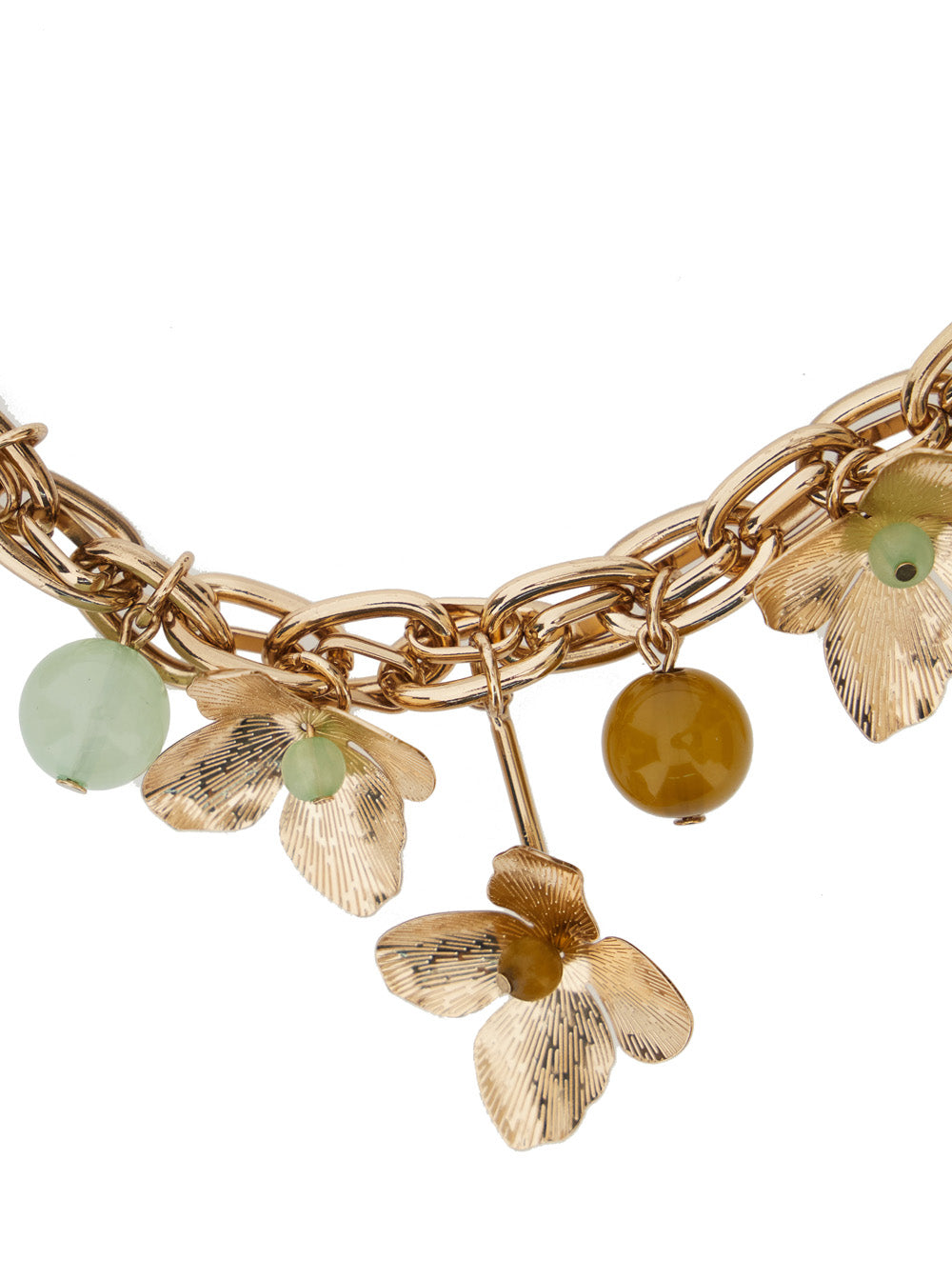 Necklace FLOWER + STONE in Metallic Metal for Women Brass Necklaces