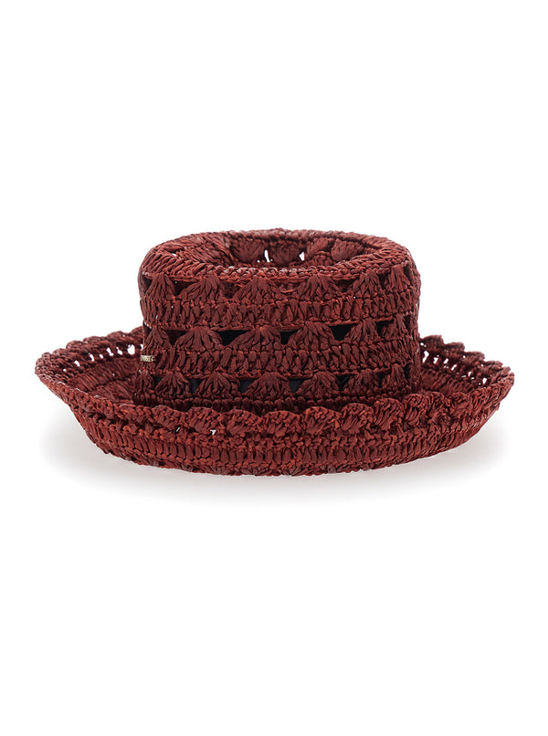 Hat With Visor, Brown Cotton