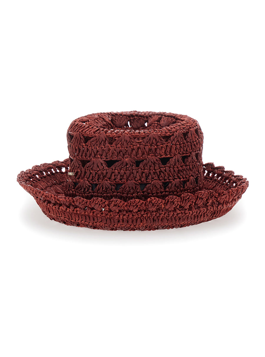 Hat With Visor, Brown Cotton