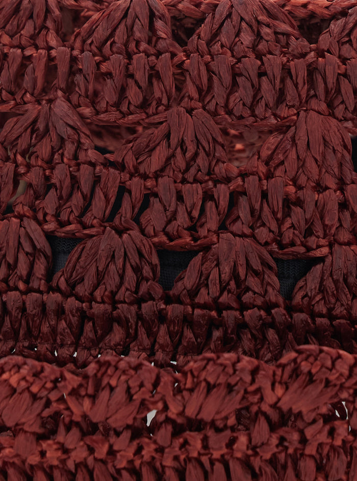 Hat With Visor And Cotton Details Brown For Women Gloves